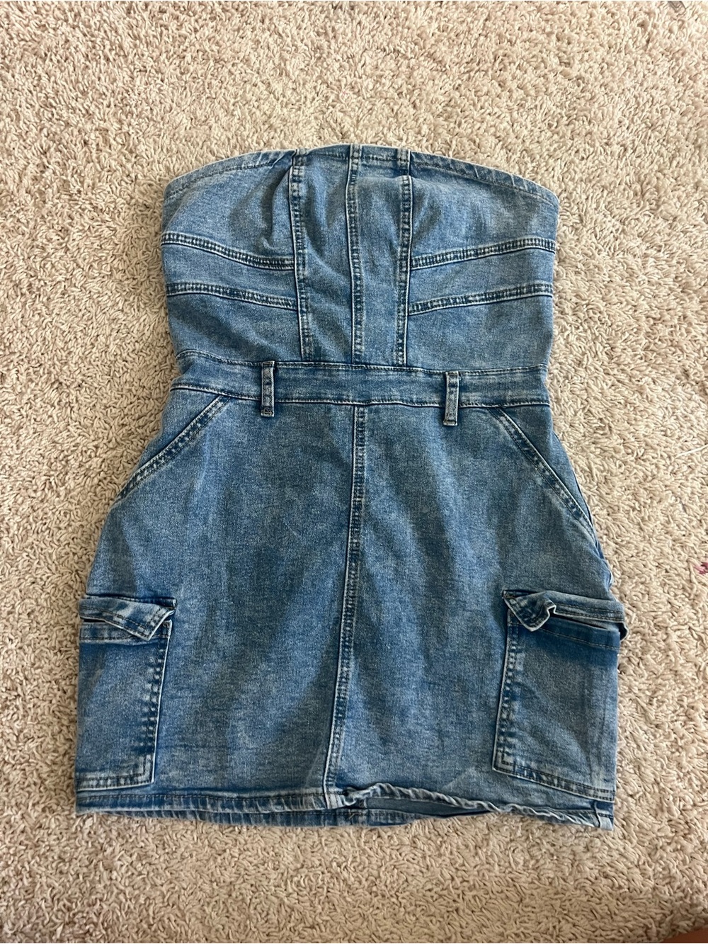 Strapless Denim Mini Dress - Blue